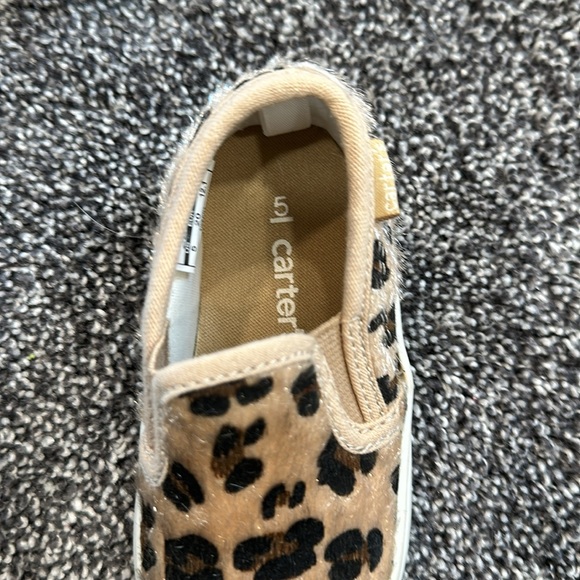 Carter's Leopard Print Calf Hair Slip On Sneakers Baby Girl Size 5 Animal Print - Picture 3 of 4